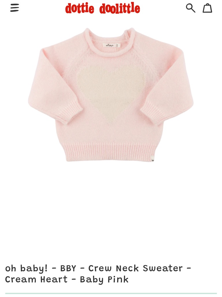 Oh Baby! Baby Pink Crew Neck Sweater With Cream Heart